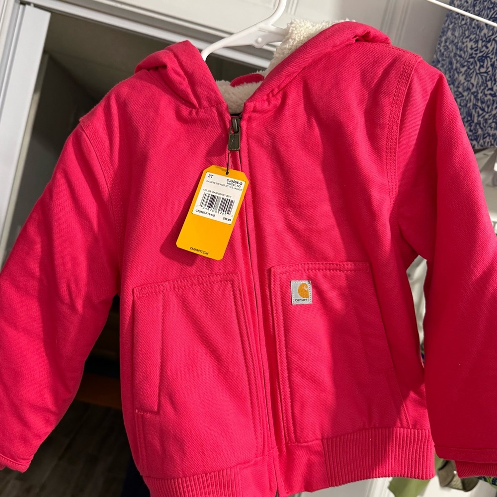 Carhartt Hot Pink Canvas Hooded Sherpa-Lined Jacket